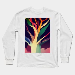 Rainbow Branches and Bark - Vibrant Colored Whimsical Minimalist - Abstract Minimalist Bright Colorful Nature Poster Art of a Leafless Tree Long Sleeve T-Shirt